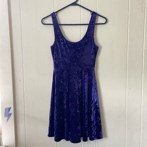 Nollie purple faux velvet skater dress